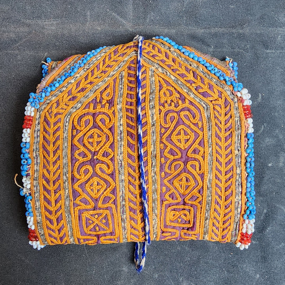 Kuchi Embroidered Pouch Wallet Central Asian Handmade Beaded String Tie - Picture 9 of 10